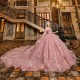 Sweetheart Neck Pink Quinceanera Dress Off Shoulder Vestidos De 15 Anos Sequin Girls Princess Dress