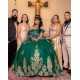 Tiered Emerald Green Quinceanera Dress Sweetheart Neck Off Shoulder Vestidos De 15 Anos Sequin Girls Princess Dress