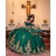 Tiered Emerald Green Quinceanera Dress Sweetheart Neck Off Shoulder Vestidos De 15 Anos Sequin Girls Princess Dress