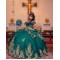 Tiered Emerald Green Quinceanera Dress Sweetheart Neck Off Shoulder Vestidos De 15 Anos Sequin Girls Princess Dress