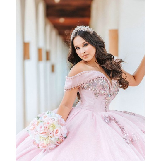 V Neck Pink Quince Dress 15 Anos Lace Appliques Sequin Women 2024 Ball Gown Off Shoulder Girl Birthday Gowns