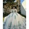 Sweetheart Neck White Quinceanera Dresses 2024 Ball Gown Princess Dress Green Lace Appliques Two Piece Vestidos De 15 Anos