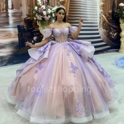 2024 Sexy Sweetheart Quinceanera Dresses Beaded Sequins Applique Off the Shoulder Ball Gown