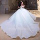 3D Floral Lace Ball Gown Quinceanera Dresses Spaghetti Strap Crystal Pleat Ruffles Corset Vestidos De 15 Años