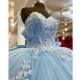 Ball Gown 15 Year Old Girls Quinceanera Dresses Luxury Sky Blue Princess Party Dress Off Shoulder Appliques