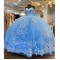 Ball Gown 15 Year Old Girls Quinceanera Dresses Luxury Sky Blue Princess Party Dress Off Shoulder Appliques