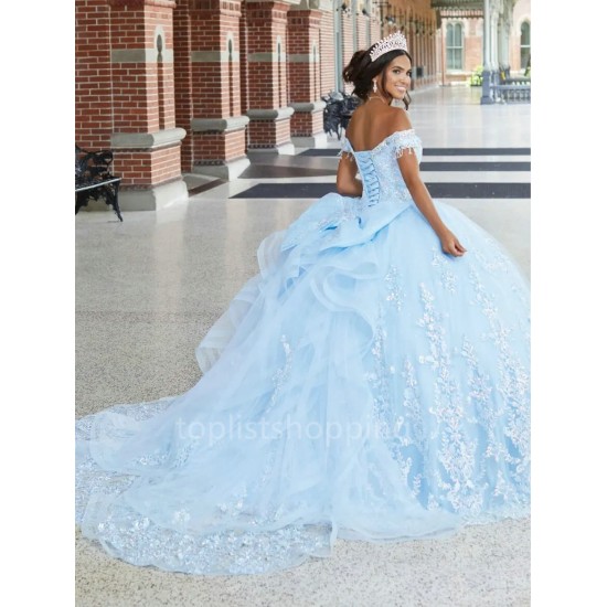 Ball Gown Quinceanera Dresses Sweetheart Appliques Lace Elegant With Train Plus Size Sweet 16 Vestido De 15 Anos