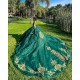 Off Shoulder Emerald Green Quinceanera Dress Vestidos De 15 Anos Lace Appliques Wear Pageant With Bow