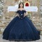 Beads Navy Blue Quinceanera Dress 2024 3D Flower Girl Sweet 16 Birthday Vestidos 15 De Fiestaday Princess Pageant