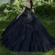 Sweet 16 Girls Black Quinceanera Dresses For Beads Appliques Sweetheart Princess Ball Gowns