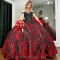 Sweetheart Black Quinceanera Dresses Red Applique Beaded Organza Pageant Dress Mexican Girl Birthday Sweet 16 Gown