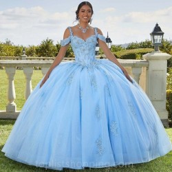 Spaghetti Straps Blue 2024 Quinceanera Dresses Lace Appliques Beading Sweetheart Ball Gowns Vestidos De 15 Años