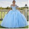 Spaghetti Straps Blue 2024 Quinceanera Dresses Lace Appliques Beading Sweetheart Ball Gowns Vestidos De 15 Años