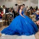 Ruffles Blue 3D Flowers Appliques Lace Shiny Quinceanera Dresses Spaghetti Strap Corset Vestidos De 15 Años