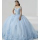 Sweetheart Blue Ball Gown Quinceanera Dress 2024 Off The Shoulder Appliques Lace Beading Birthday Party Dress