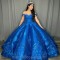 Blue Quinceanera Dress Sweetheart Applique Lace Beads Floor Length Ball Gown