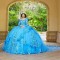 Long Sleeve Blue Quinceanera Dress 2024 Ball Gown Lace Appliques Beaded Sweet 16 Dress