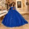 Off The Shoulder Blue 15 Year Old Quinceanera Dress Sweet 16 Dress Applique Lace Tull Beads Party Gown