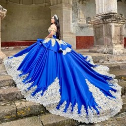 Blue Quinceanera Dress 2024 Princess Prom Ball Gown Sweet 16 XV Years Old Miss Birthday Dress