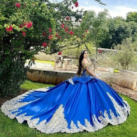 Blue Quinceanera Dress 2024 Princess Prom Ball Gown Sweet 16 XV Years Old Miss Birthday Dress