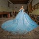 Blue Quinceanera Dresses 2024 Sweetheart Off Shoulder Ribbon Puffy Skirt Girls Sweet 15 16 Birthday Gowms