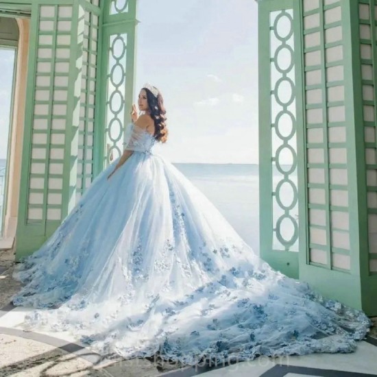 Blue Quinceanera Dresses 2024 Off Shoulder Sweet 15 16 Birthday Party Gown Sweetheart Backless Mexican Dress