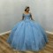 Blue Quinceanera Dresses Beading Appliques Ball Gown Vestidos De 15 Anos Formal Prom Party Dress