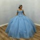 Blue Quinceanera Dresses Beading Appliques Ball Gown Vestidos De 15 Anos Formal Prom Party Dress