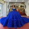 Blue Shiny Quinceanera Dresses Off The Shoulder Appliques Lace Beads Tull Tiered Vestidos De 15