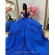 Sparkly Blue Quinceanera Dresses Off Shoulder Fairy princesse bleu royale Sweet 15 robe gown