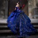 Blue Sweetheart Ball Gown Beaded Quinceanera Dress Princess Corset Dresses Beads Tull Vestidos De 15 Años