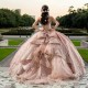 Blush Pink Quinceanera Dress 2024 Ball Gown Big Bow For Sweet 16 15 Sequined Princess Vestidos De XV 15 Anos