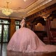 2024 Pink Quinceanera Dress Ball GownFloral Lace Appliques Beading Sweet 16 15 Dress Vestidos De Fiesta