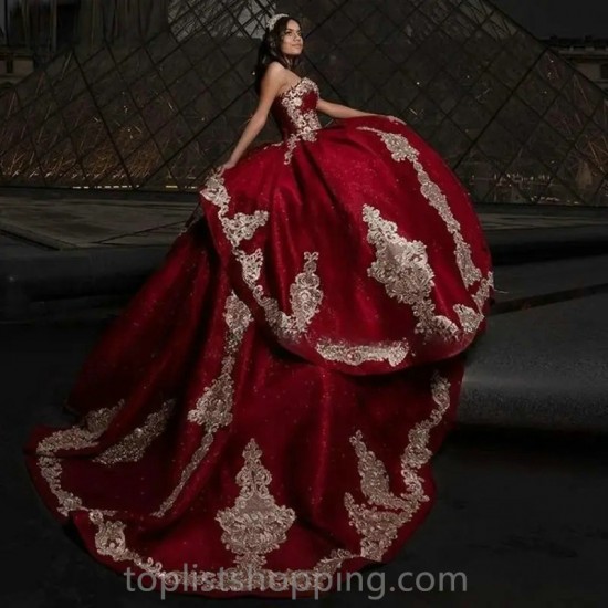 2024 Ball Gown Prom Dress Burgundy Quinceanera Dresses Sweet 15 Year old Birthday vestidos de