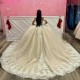 Off The Shoulder Champagne Ball Gown Quinceanera Dresses Appliques Lace Corset Vestidos De 15 Años