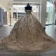 Spaghetti Champagne Beading Tassel Ball Gown Quinceanera Dress Sequined Appliques Lace Vestidos De 15 Años