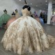 Spaghetti Champagne Beading Tassel Ball Gown Quinceanera Dress Sequined Appliques Lace Vestidos De 15 Años