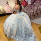 Champagne Princess Ball Gown Quinceanera Dresses Off Shoulder Sweetheart Sweep Train Vestidos De 15 Anos