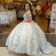 Champagne Princess Ball Gown Quinceanera Dresses Off Shoulder Sweetheart Sweep Train Vestidos De 15 Anos