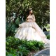 Champagne Quinceanera Dress 2024 Ball Gown Spaghetti Appliques Beaded Mexican 16 Birthday Princess Gown