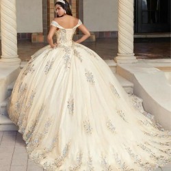 Champagne Quinceanera Dresses 2024 Layers Appliques Ball Gown Sweet 15 16 Dress