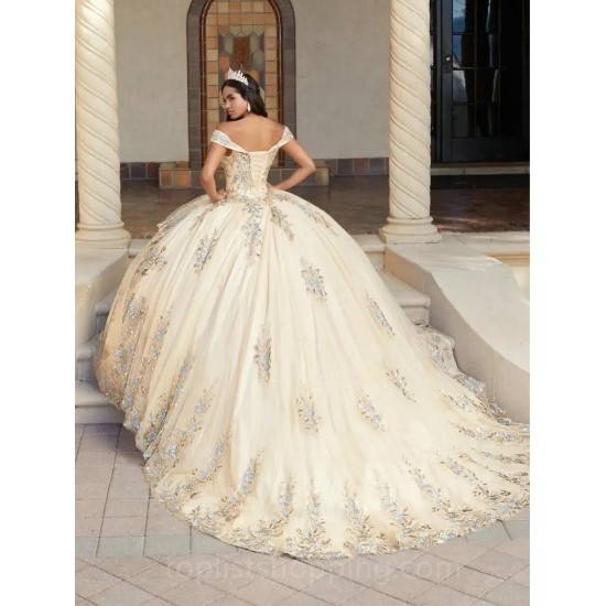 Champagne Quinceanera Dresses 2024 Layers Appliques Ball Gown Sweet 15 16 Dress