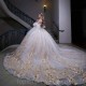 Off Shoulder Champagne Shiny Quinceanera Dress Princess Prom Ball Gown