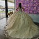 Beading Champagne Shiny Quinceanera Dresses Formal Luxury Party Lace Appliques Sweet 15 Dress Graduation Ball Gwon Prom Gowns