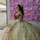 Beading Champagne Shiny Quinceanera Dresses Formal Luxury Party Lace Appliques Sweet 15 Dress Graduation Ball Gwon Prom Gowns