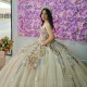 Beading Champagne Shiny Quinceanera Dresses Formal Luxury Party Lace Appliques Sweet 15 Dress Graduation Ball Gwon Prom Gowns