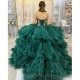 Off-Shoulder Emerald Green Quinceanera Dress Ball Gown Princess Tulle Vestidos De Birthday Party Dresses