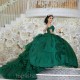 Emerald Green Off-Shoulder Ball Gown Sweetheart Quinceanera Dresses Vestidos De 15 Anos