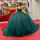 Sequin Emerald Green Quinceanera Dress For Girl Ball Gown Shiny Lace Appliques Party Dresses Vestidos De 15 Años