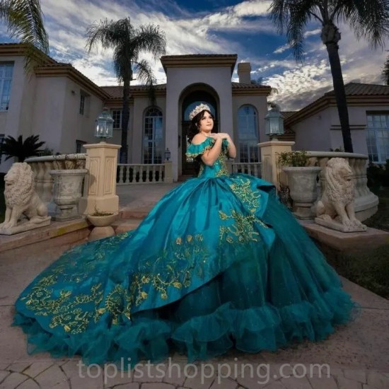 Ruffles Emerald Green Quinceanera Dress Princess Ball Gowns Birthday Party Prom Dresses Vestidos De 15 Anos